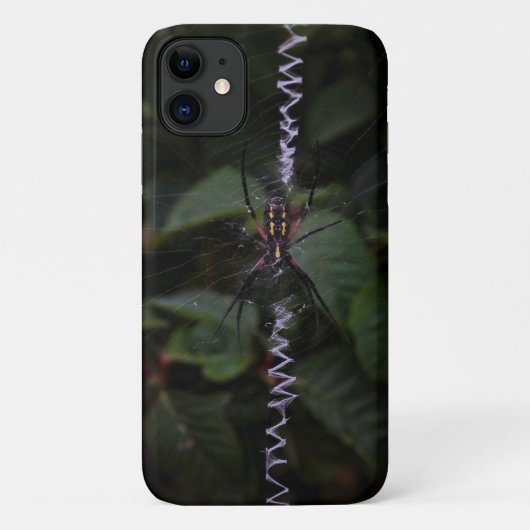 ジグザグのクモの巣のクモ Case-Mate iPhoneケース (裏面)