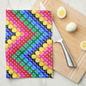 ジグザグカラフル模様 キッチンタオル (四つ折り)