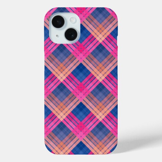 ジグザグカラーリングのチェック柄 Case-Mate iPhoneケース (裏面)