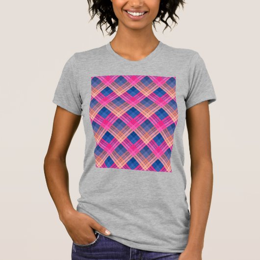 ジグザグカラーリングのチェック柄 Tシャツ (正面)