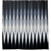 ジグザググレー白黒ブルーベージュパターン シャワーカーテン (正面)