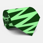 ジグザグザグザ – Mint Green on Dark Green 003300 ネクタイ (ロール)