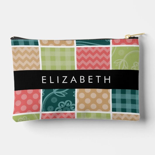 ジグザグシブロン，ギンガム，水玉模様，お名前 アクセサリーポーチ (裏面)
