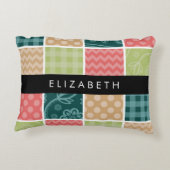 ジグザグシブロン,ギンガム,水玉模様,お名前 アクセントクッション (裏面)