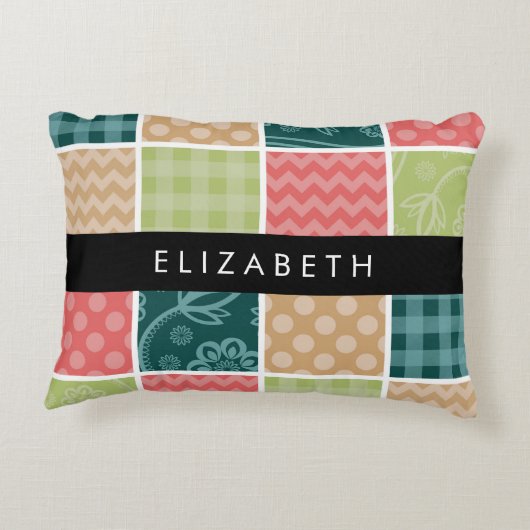 ジグザグシブロン,ギンガム,水玉模様,お名前 アクセントクッション (裏面)