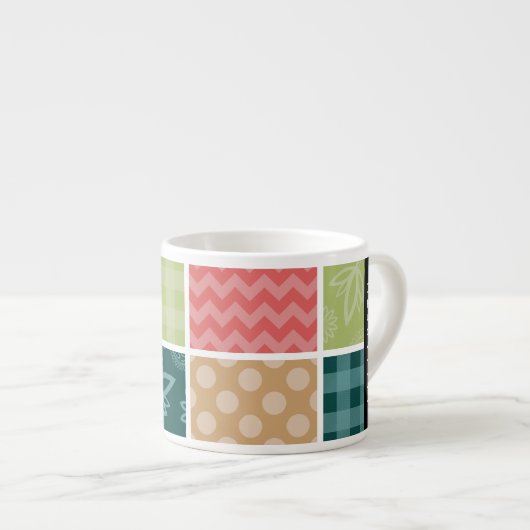 ジグザグシブロン,ギンガム,水玉模様,お名前 エスプレッソカップ (正面右)