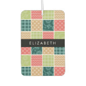 ジグザグシブロン，ギンガム，水玉模様，お名前 カーエアーフレッシュナー (正面)