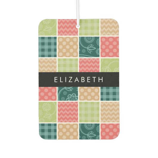 ジグザグシブロン,ギンガム,水玉模様,お名前 カーエアーフレッシュナー (正面)