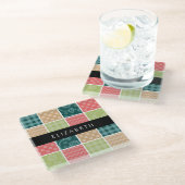 ジグザグシブロン,ギンガム,水玉模様,お名前 ガラスコースター (アングル)