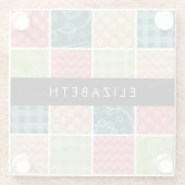 ジグザグシブロン,ギンガム,水玉模様,お名前 ガラスコースター (裏面)