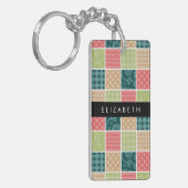 ジグザグシブロン,ギンガム,水玉模様,お名前 キーホルダー (正面左)
