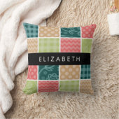 ジグザグシブロン，ギンガム，水玉模様，お名前 クッション (ブランケット)