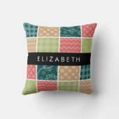 ジグザグシブロン，ギンガム，水玉模様，お名前 クッション (裏面)