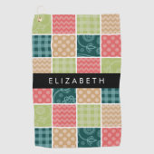 ジグザグシブロン,ギンガム,水玉模様,お名前 ゴルフタオル (正面)