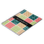 ジグザグシブロン,ギンガム,水玉模様,お名前 ノートブック (左側)