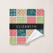 ジグザグシブロン,ギンガム,水玉模様,お名前 バスタオルセット (ウォッシュタオル)