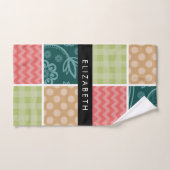 ジグザグシブロン,ギンガム,水玉模様,お名前 バスタオルセット (ハンドタオル)