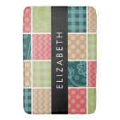 ジグザグシブロン，ギンガム，水玉模様，お名前 バスマット (正面縦)