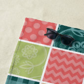 ジグザグシブロン，ギンガム，水玉模様，お名前 ビーチタオル (インサイチュ)