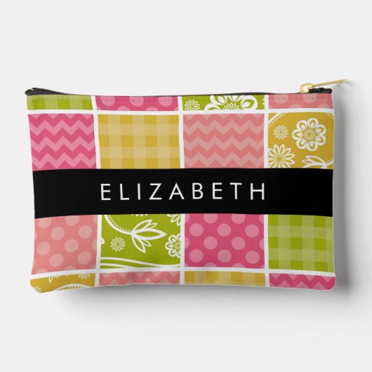 ジグザグシブロン，水玉模様，ギンガム，お名前 アクセサリーポーチ (裏面)