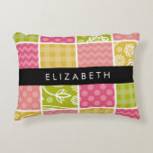 ジグザグシブロン,水玉模様,ギンガム,お名前 アクセントクッション (正面)