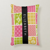 ジグザグシブロン,水玉模様,ギンガム,お名前 アクセントクッション (正面(垂直))