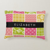 ジグザグシブロン,水玉模様,ギンガム,お名前 アクセントクッション (裏面)