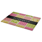 ジグザグシブロン，水玉模様，ギンガム，お名前 カッティングボード (角)