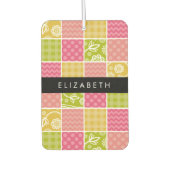 ジグザグシブロン，水玉模様，ギンガム，お名前 カーエアーフレッシュナー (正面)