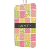 ジグザグシブロン，水玉模様，ギンガム，お名前 カーエアーフレッシュナー (左)