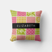 ジグザグシブロン,水玉模様,ギンガム,お名前 クッション (正面)