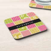 ジグザグシブロン,水玉模様,ギンガム,お名前 コースター (左側)