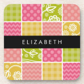 ジグザグシブロン,水玉模様,ギンガム,お名前 コースター (正面)