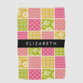 ジグザグシブロン,水玉模様,ギンガム,お名前 ゴルフタオル (正面)