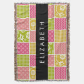 ジグザグシブロン,水玉模様,ギンガム,お名前 スローブランケット (正面縦)