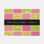 ジグザグシブロン，水玉模様，ギンガム，お名前 ドアマット (正面)