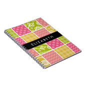 ジグザグシブロン,水玉模様,ギンガム,お名前 ノートブック (右側)