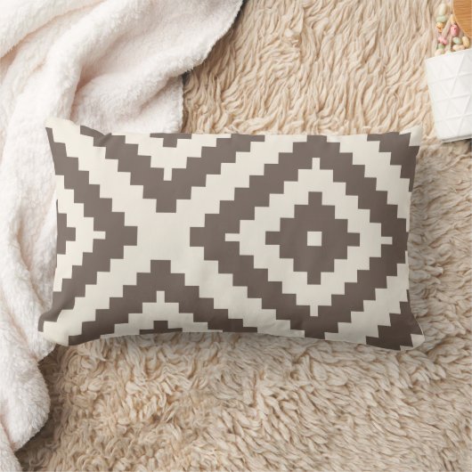 ジグザグジオ幾何パターンチューペブラウン ランバークッション (ブランケット)