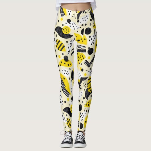 ジグザグストライプドットシームレスパターン レギンス (正面)