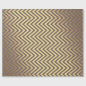 ジグザグストライプ金ゴールドブラウンチョコレートシェブロン線 ラッピングペーパー (フラット)