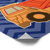 ジグザグチャブロンにトラックをダンプ – 青 ポスター (角)