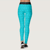 ジグザグネオンターコイズ幾何学的スポーツ&ヨガ名 レギンス (裏面)