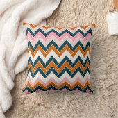 ジグザグパターンネイビーブルーピンクオレンジシェブロン クッション (ブランケット)