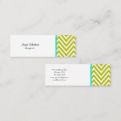 ジグザグパターン、シェブロンパターン-白い緑 スキニー名刺 (正面/裏面)