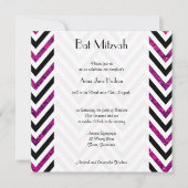 ジグザグパターン、シェブロン、ピンクグリッター、バルミツワー 招待状 (正面)