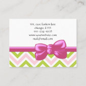 ジグザグパターン、山形パターン、緑、ピンク 名刺 (裏面)