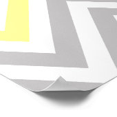 ジグザグパターン、山形パターン、黄、灰色 ポスター (角)