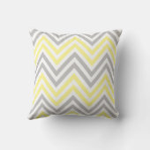 ジグザグパターン,山形,黄,灰色,お名前 クッション (裏面)