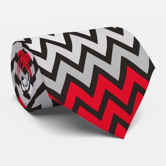 ジグザグパターン – 白黒グレー+アイディア ネクタイ (ロール)