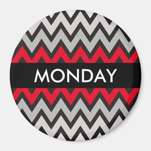 ジグザグパターン – 白黒グレー+アイディア マグネット (正面)